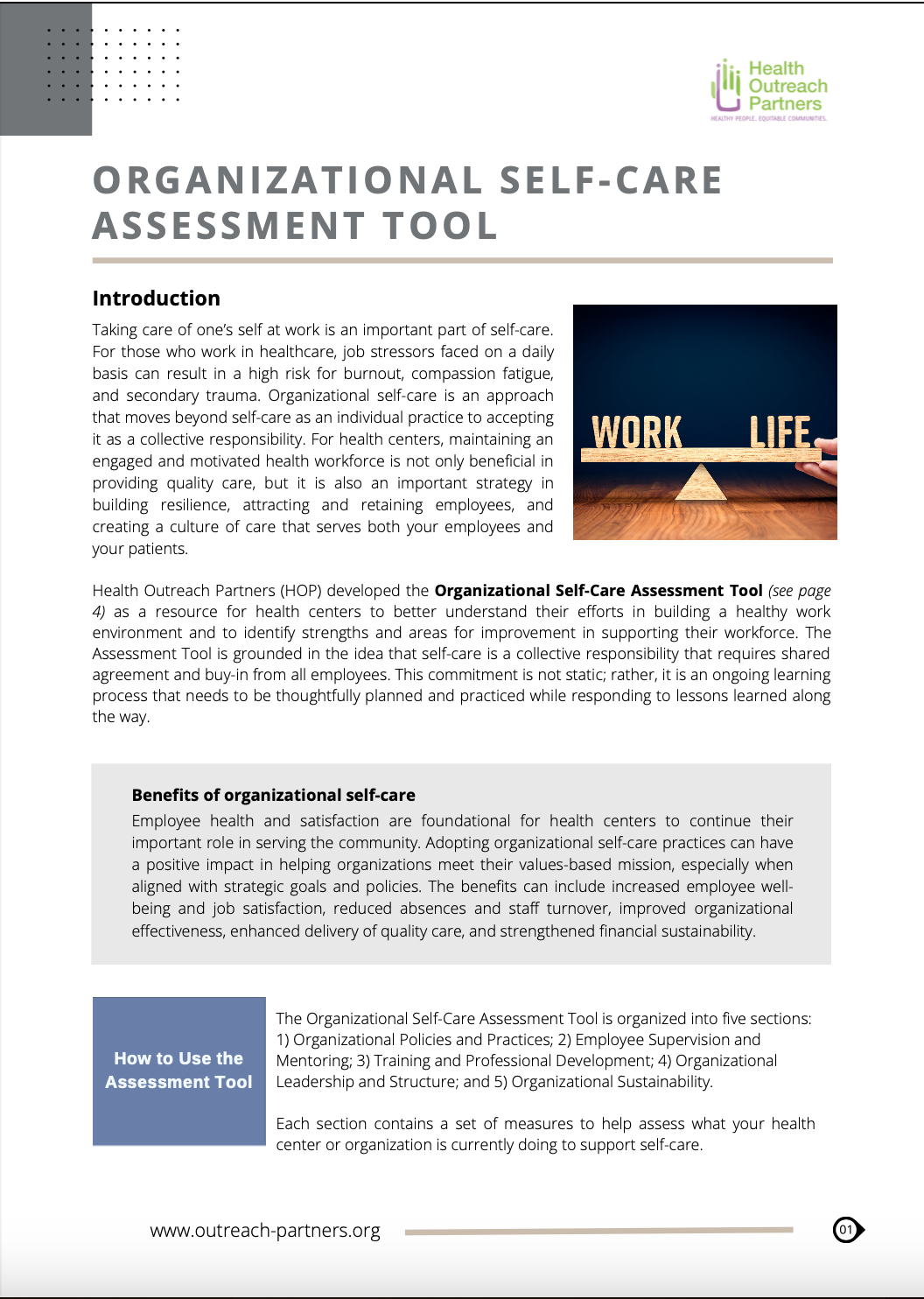 NEW! Organizational Self-Care Assessment Tool