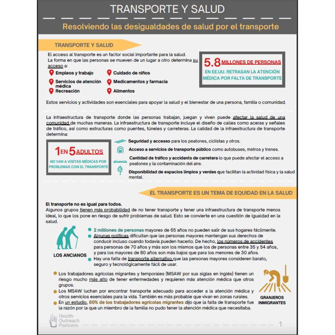 Transportation Strategies for Improving Health Outcomes – Español